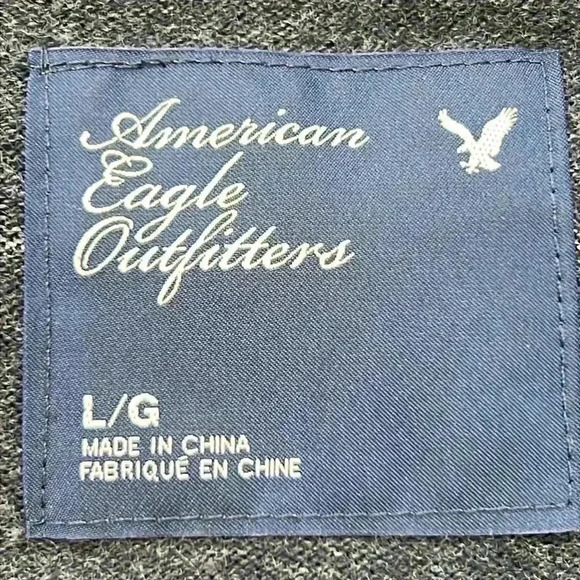 American Eagle Women’s Cardigan Sweater Size L Gray/Silver Stripe V-Neck Button - Picture 2 of 9